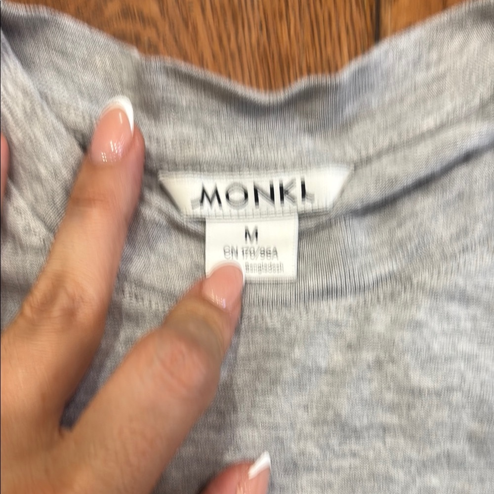 Monki Gray Long Sleeve Tee with Orange Detail - Picture 2 of 3